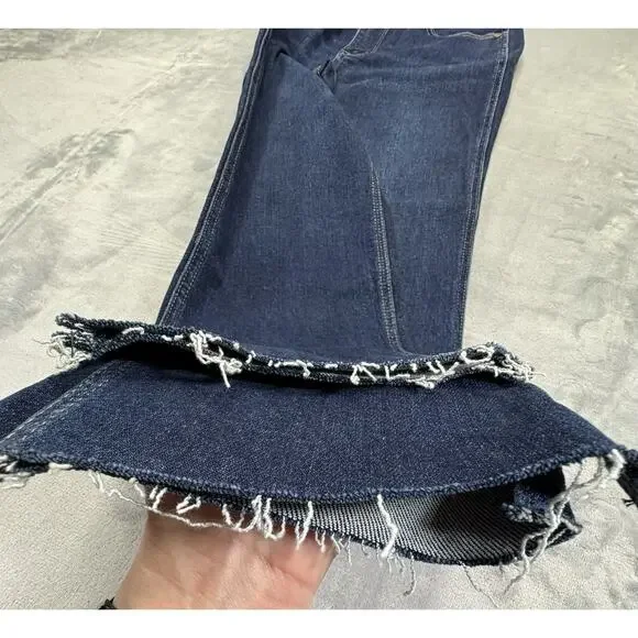 Judy Blue Women’s Cropped Straight Jeans Size 9/29 Cut Ankle Raw Hem Blue Denim - Picture 6 of 11